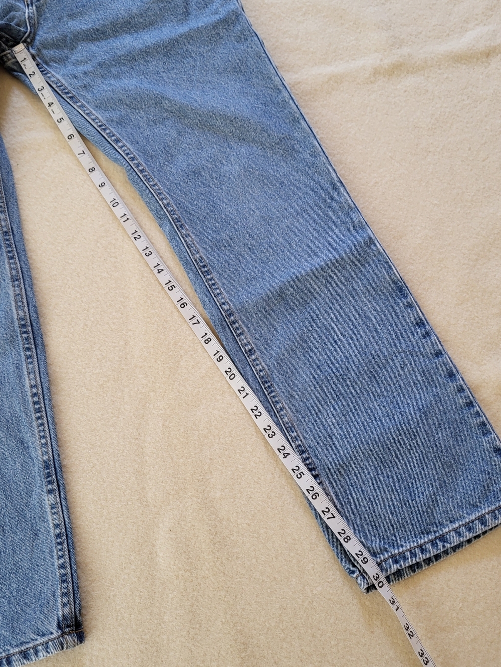 Vintage 90's, Cotton Blue Jeans Size 29, med blue wash denim, Straight Leg - Picture 6 of 10